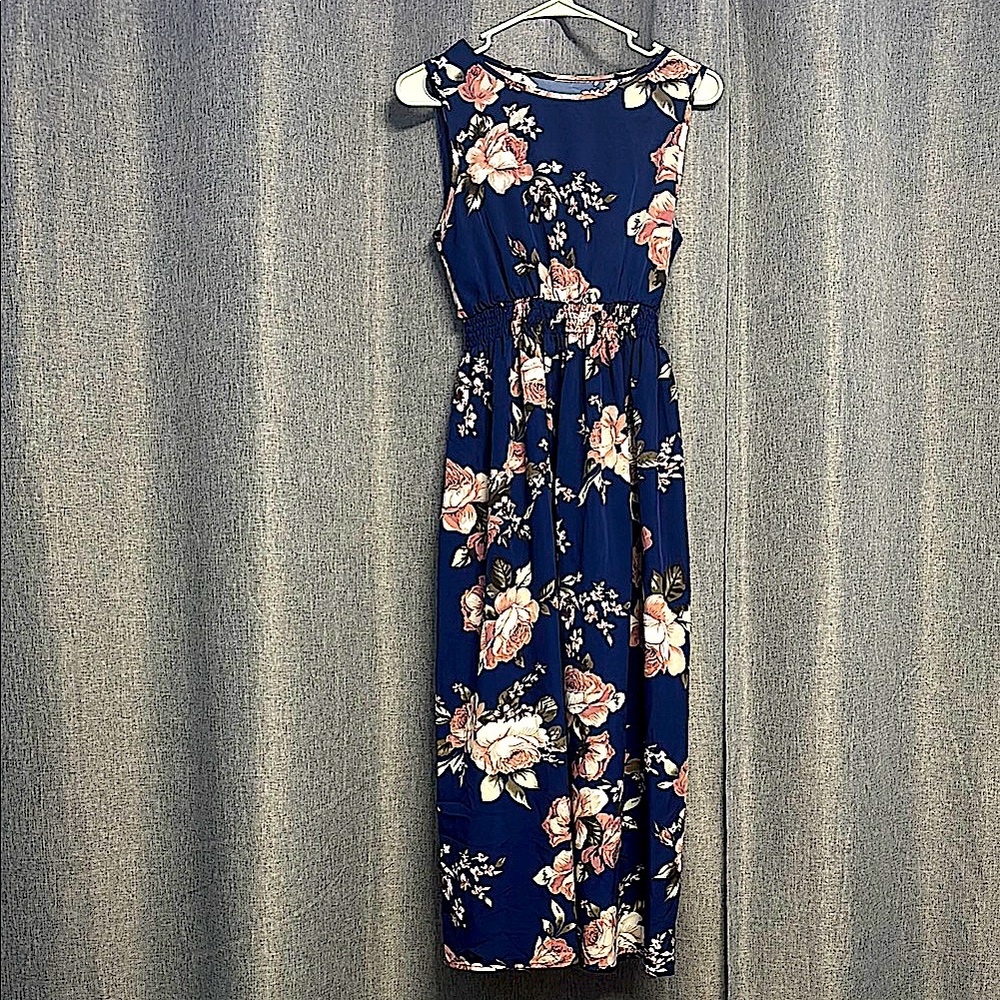 SHEIN Blue Halter Midi Sundress for Wedding Guests